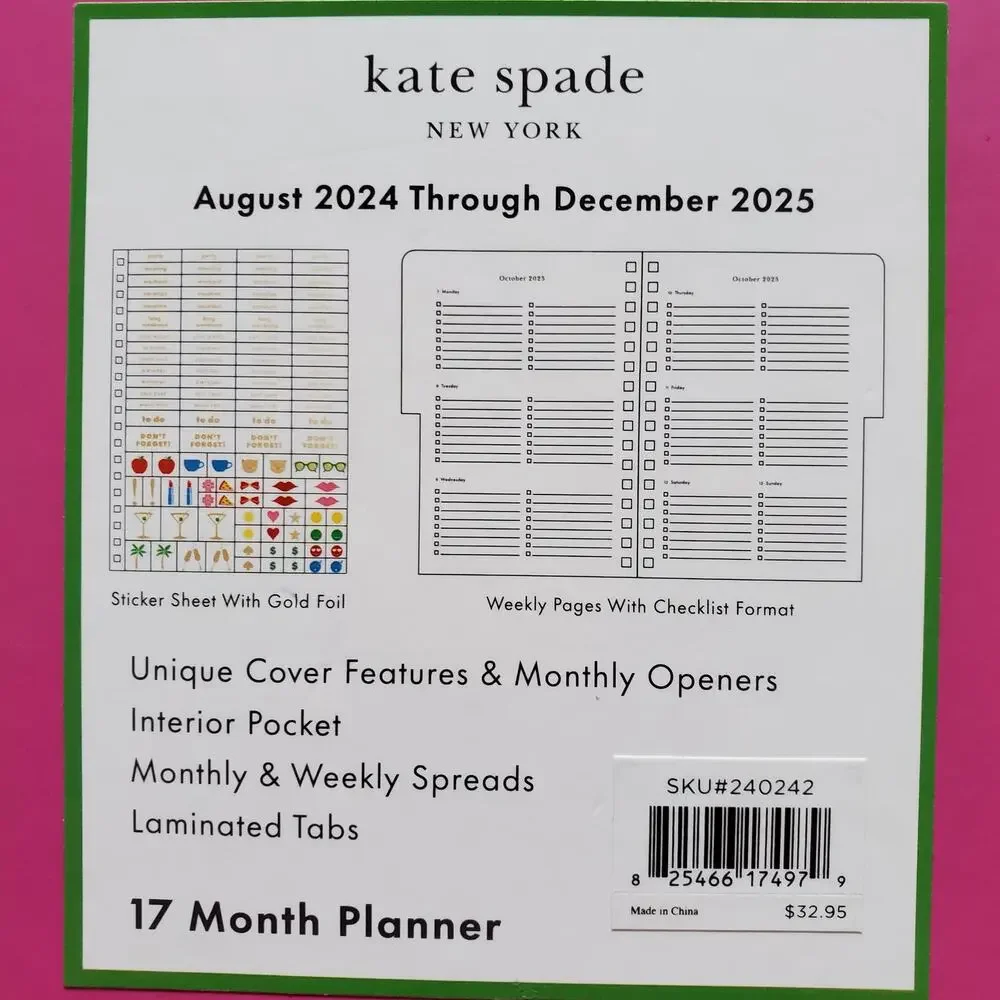 Kate Spade New York 17 Months 2024-2025 Planner Read Description